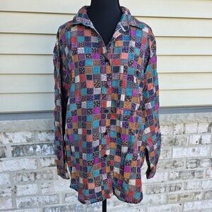 Vintage K Arnold Silk Patchwork Button Down Shirt – Women’s M